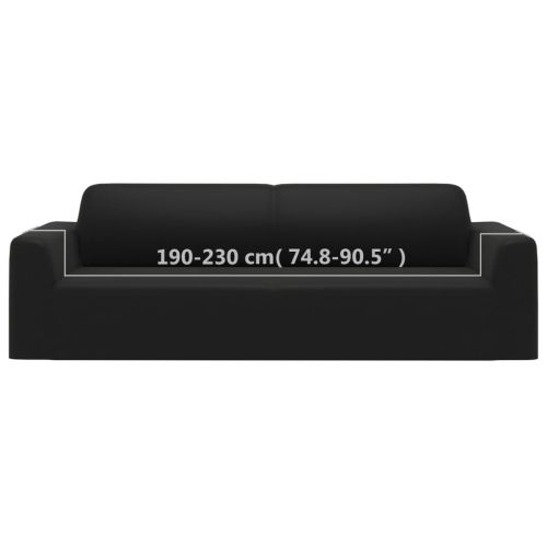 Разтеглив калъф за 3-местен диван, черен, полиестерно жарсе