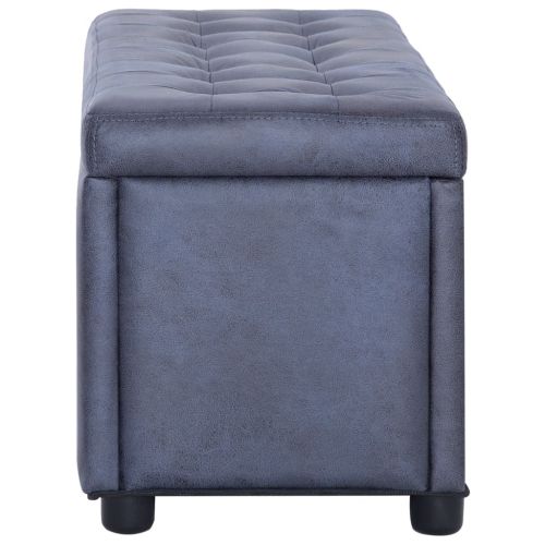 281376 Storage Ottoman 87,5 cm Grey Faux Suede Leather