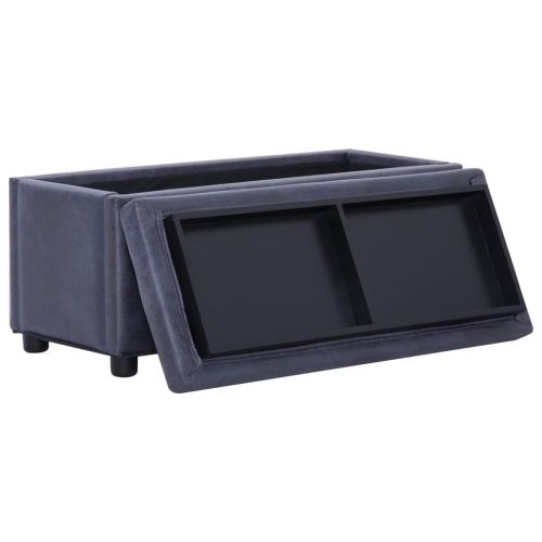 281376 Storage Ottoman 87,5 cm Grey Faux Suede Leather