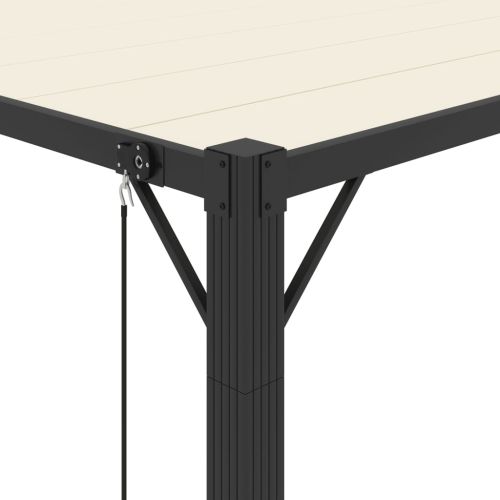 Беседка с жалузен покрив, 3x4 м, кремава, плат и алуминий