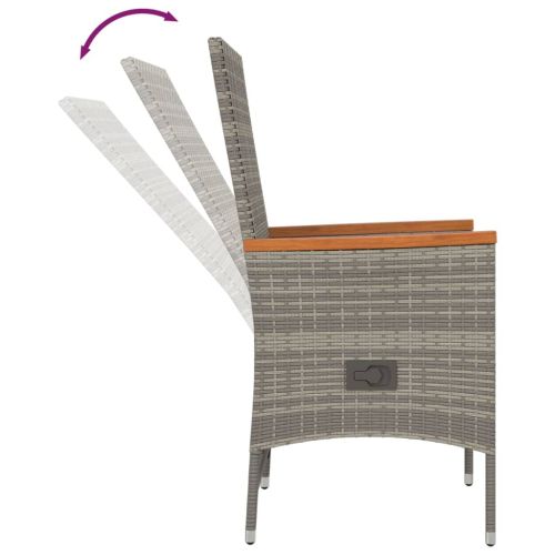 Градински трапезен комплект 9 части с възглавници сив полиратан