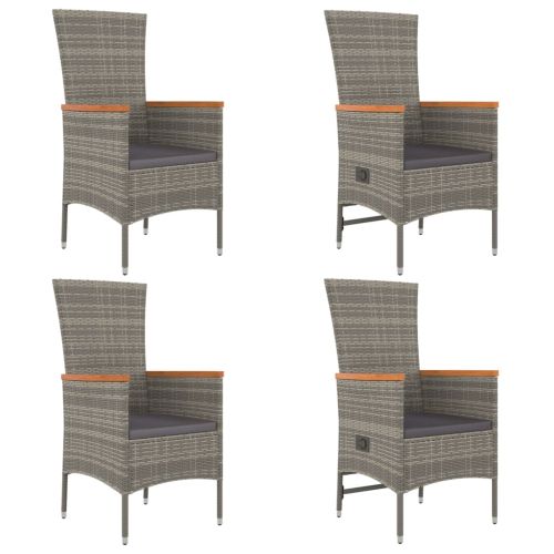 Градински трапезен комплект 5 части с възглавници сив полиратан