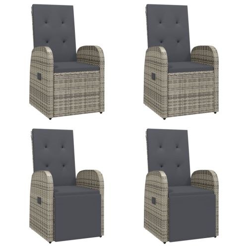 Градински трапезен комплект 5 части с възглавници сив полиратан