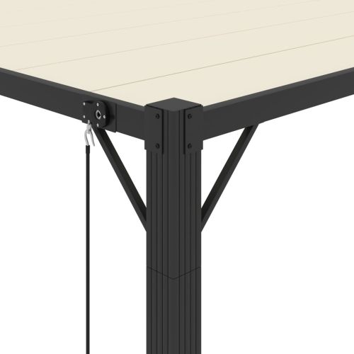 Беседка с жалузен покрив, 3x3 м, кремава, плат и алуминий