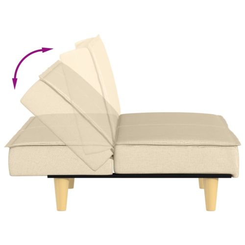 Разтегателно канапе, кремаво, плат