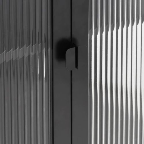 Сайдборд, черен, 75x35x105 см, стъкло и стомана