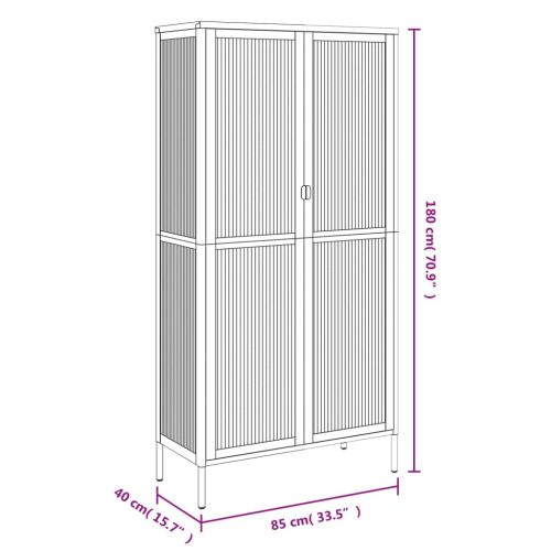 Висок шкаф, черен, 85x40x180 см, стъкло и стомана