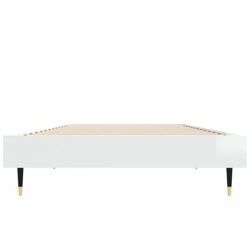 Рамка за легло, бял гланц, 75x190 см, инженерно дърво