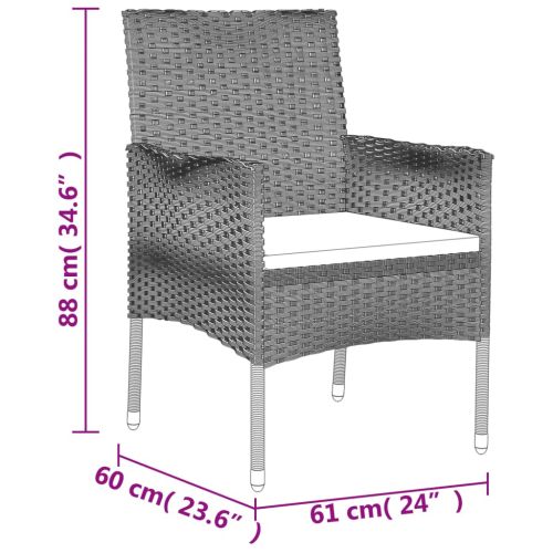 Градински трапезен комплект възглавници 9 части черен полиратан