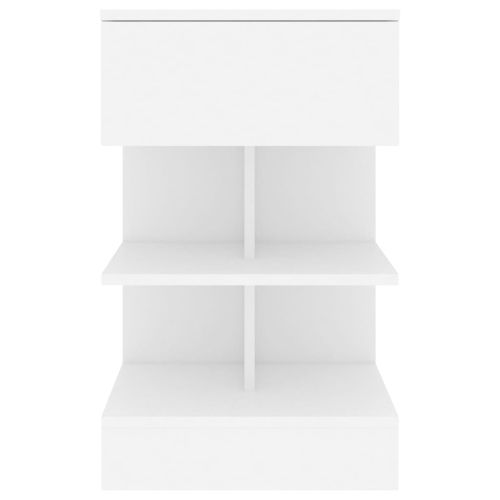 Нощни шкафчета, 2 бр, бели, 40x35x65 см, инженерно дърво