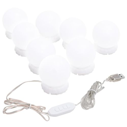 Огледало с LED лампи, 90x45 см, стъкло, арка