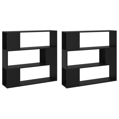 Библиотека/разделител за стая, черна, 100x24x188 см