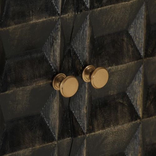 Бюфет, черен, 55x34x75 см, мангово дърво масив и желязо