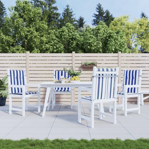 Възглавници за стол с ниска облегалка 4 бр синьо-бяло райе плат