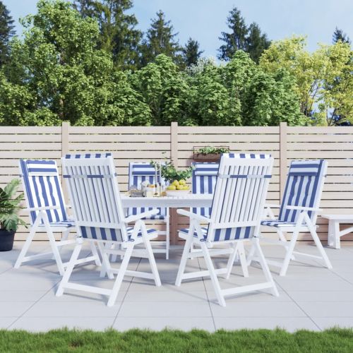 Възглавници за столове с облегалки 6 бр синьо-бели Оксфорд плат