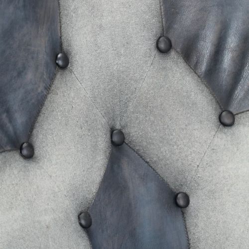 Wingback стол, сив, естествена кожа