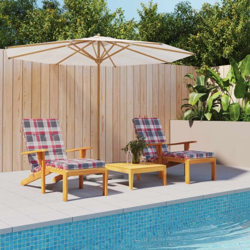 Възглавници за столове шезлонги 2 бр червено каре Оксфорд плат