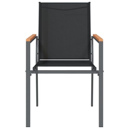 Градински столове 2 бр черни 55x61,5x90 см Textilene и стомана