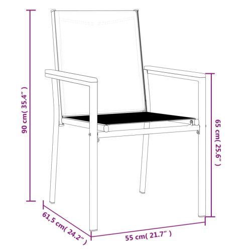 Градински столове 2 бр черни 55x61,5x90 см Textilene и стомана