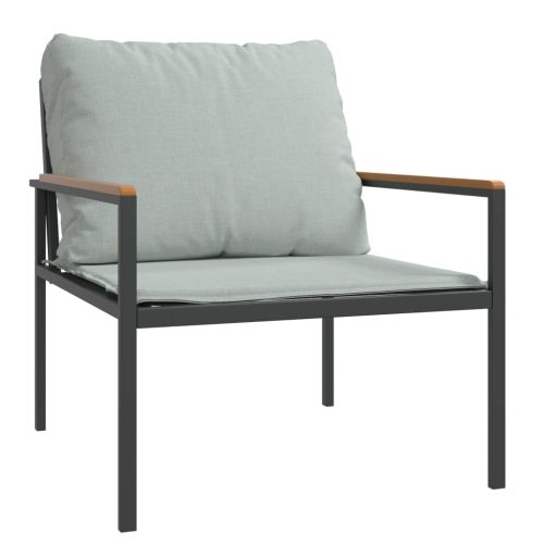 Градински комплект от 4 части с възглавници антрацит стомана