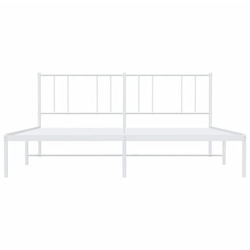 Метална рамка за легло с горна табла, черна, 193x203 см