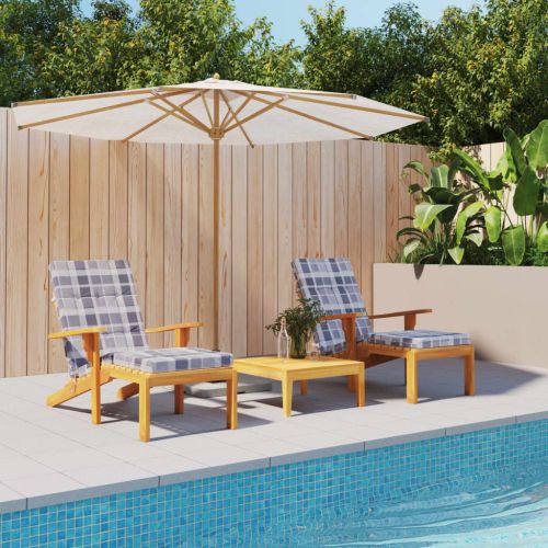 Възглавници за столове шезлонги 2 бр сиво каре Оксфорд плат