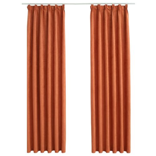 Затъмняващи завеси с куки, 2 бр, ръждивокафяво, 140x245 см