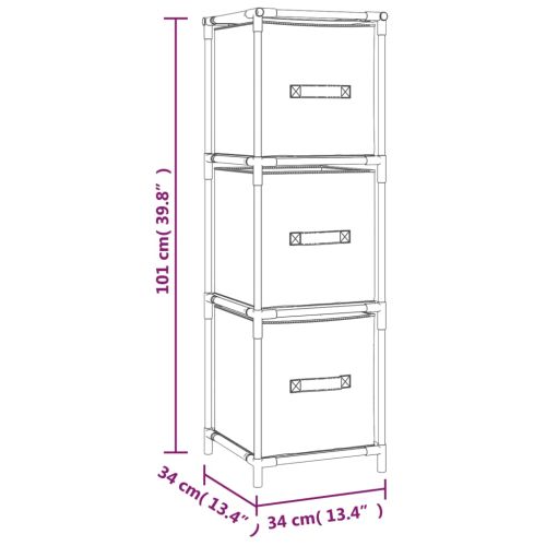 Шкаф за съхранение 3 чекмеджета плат сив 34x34x101 см стомана