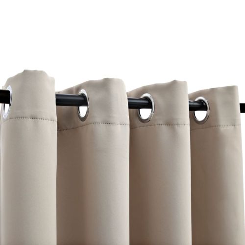 Затъмняващи завеси с метални халки, 2 бр, бежови, 140x175 см