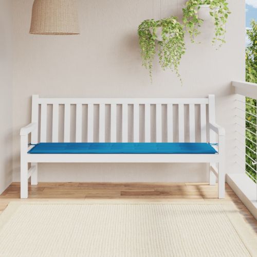 Възглавница за градинска пейка синя 180x50x3 см оксфорд плат