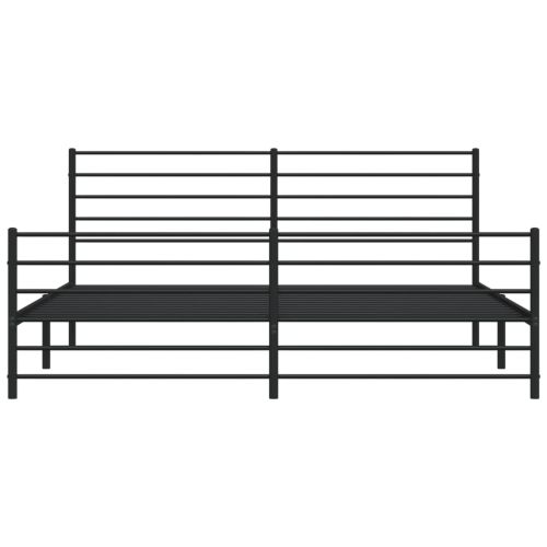 Метална рамка за легло с горна и долна табла, черна, 183x213 см