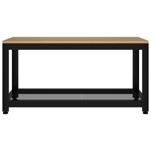 Маса за кафе, светлокафяво и черно, 90x45x45 см, МДФ и желязо