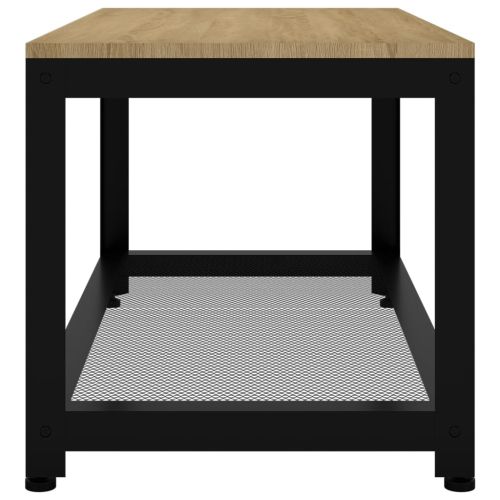 Маса за кафе, светлокафяво и черно, 90x45x45 см, МДФ и желязо