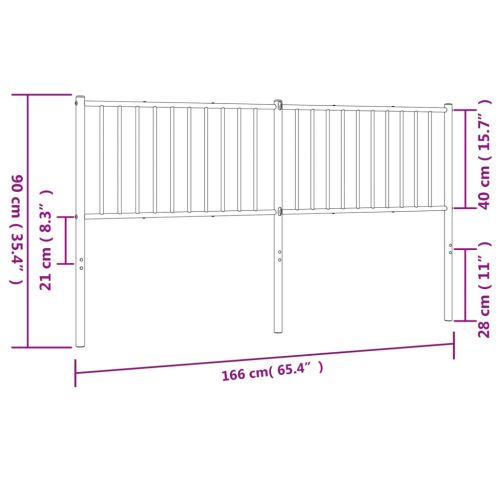 Метална резервна табла за легло, черна, 160 см