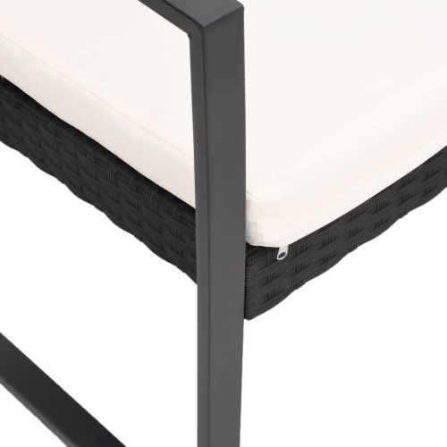 Градински комплект от 5 части с възглавници черен PP ратан