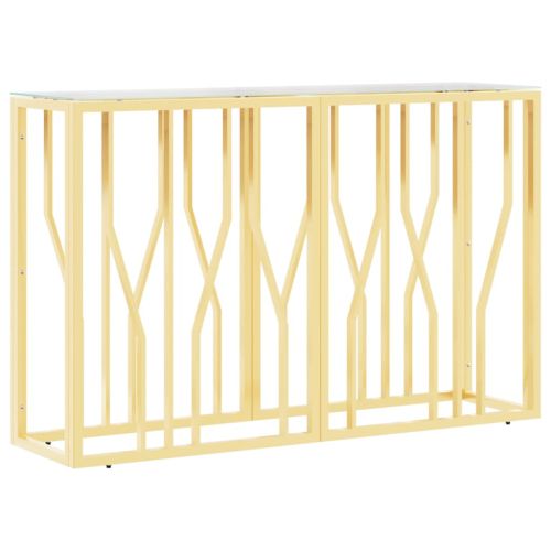 Конзолна маса 110x30x70 cм неръждаема стомана и стъкло