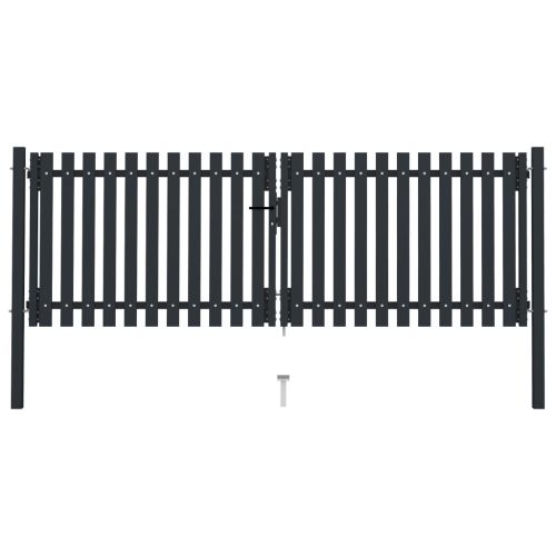 Двойна оградна порта от стомана 300x75 см, антрацит