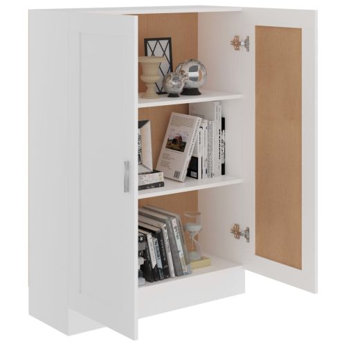 Шкаф за книги, бял, 82,5x30,5x115 см, инженерно дърво