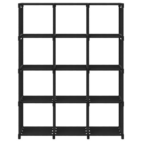 Рафт с 12 кубични отделения, черен, 103x30x141 см, плат