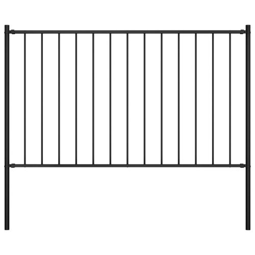 Оградно пано колове прахово боядисана стомана 1,7x1,25 м черно