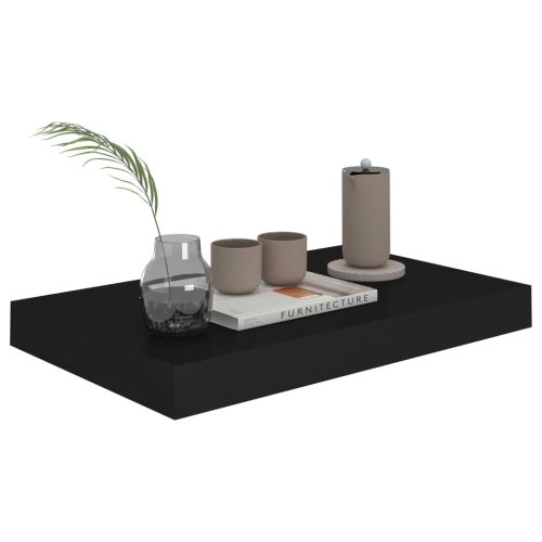 Окачени стенни рафтове, 2 бр, черни, 40x23x3,8 см, МДФ