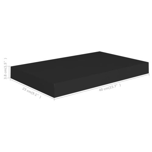 Окачени стенни рафтове, 2 бр, черни, 40x23x3,8 см, МДФ