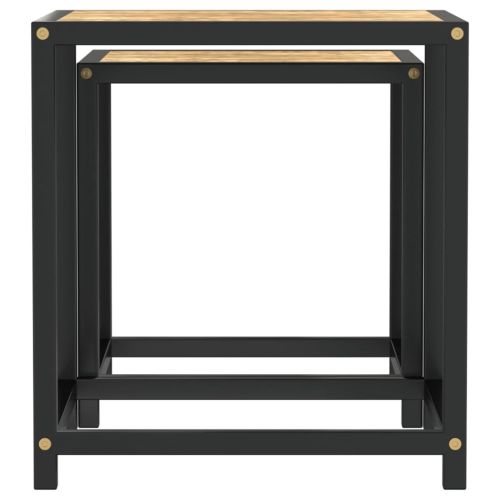 Маси за чай, 2 бр, МДФ, черно и жълто