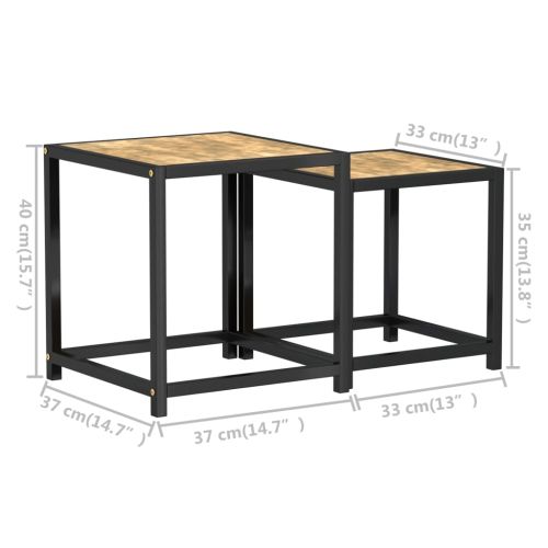 Маси за чай, 2 бр, МДФ, черно и жълто