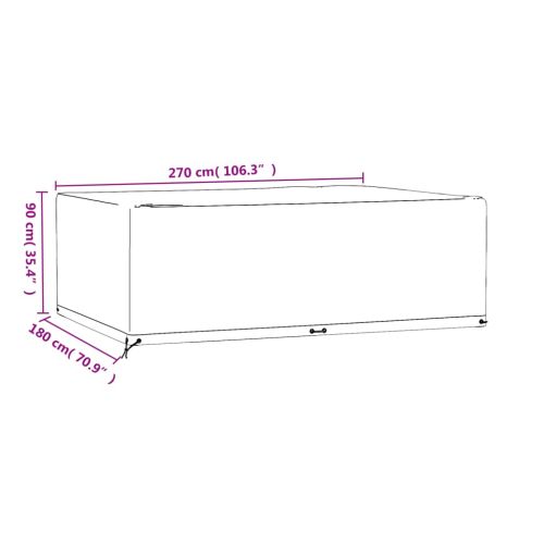 Калъф за градинска мебел 2 бр 12 капси 270x180x90см правоъгълни