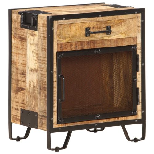 Нощно шкафче, 43x30x51 см, грубо мангово дърво масив