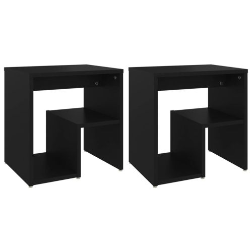 Нощни шкафчета, 2 бр, черни, 40x30x40 см, инженерно дърво