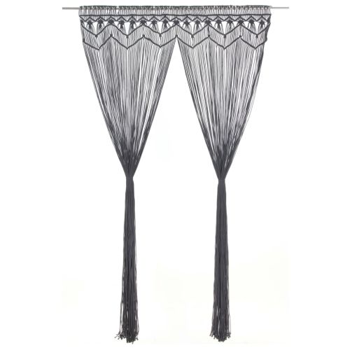 Завеса макраме, антрацит, 140x240 см, памук