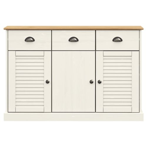 Бюфет с чекмеджета VIGO, 113x40x75 см, бял, бор масив