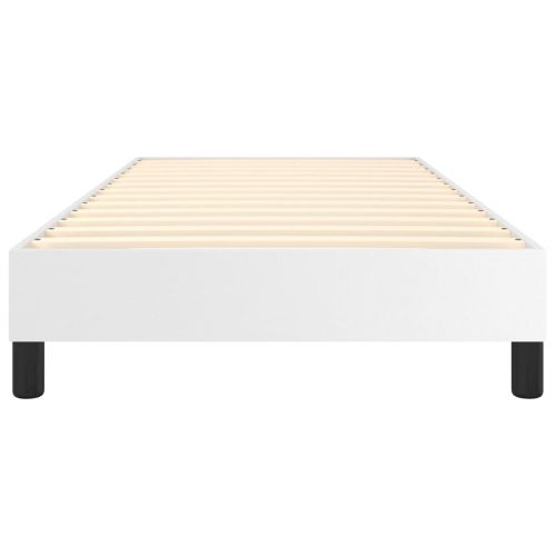 Рамка за легло с пружини, бяло, 100x200 см изкуствена кожа